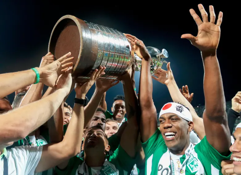 En la imagen aparece Orlando Berrío, cuando fue campeón con Atlético Nacional en la Copa Libertadores 2016. FOTO juan antonio sánchez