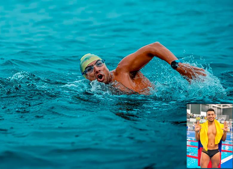 El nadador colombiano Jorge Iván Agudelo, conocido como Jorge Iván del Valle, logró una nueva hazaña en aguas abiertas y completó la Triple Corona del Lago Tahoe. FOTO CORTESÍA 