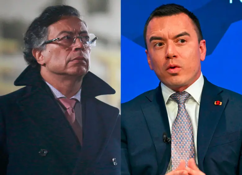 Los presidentes de Colombia, Gustavo Petro, y Ecuador, Daniel Noboa. FOTOS: Colprensa y AFP