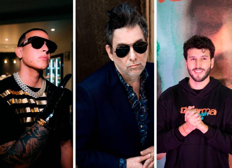 Daddy Yankee, Andrés Calamaro y Sebastián Yatra, tres de los artistas que este mes estarán en concierto en Medellín. FOTOS: CORTESÍA