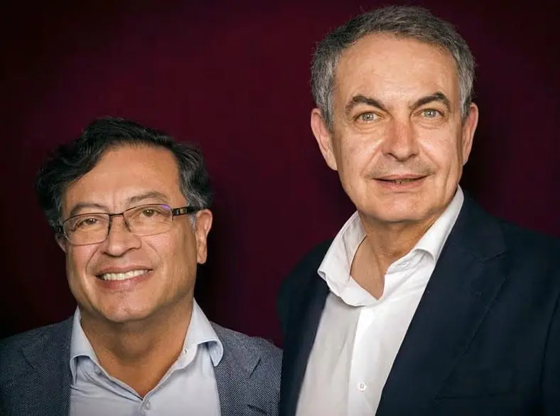 El presidente Gustavo Petro y el exmandatario español José Luis Rodríguez Zapatero. Foto: AFP