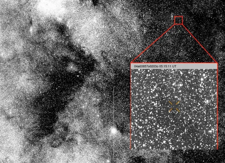 Esta imagen muestra la observación del cometa 3I/ATLAS cuando fue descubierto el 1 de julio de 2025. El telescopio de sondeo ATLAS en Chile, financiado por la Nasa, fue el primero en informar que el cometa tenía su origen en el espacio interestelar. FOTO cortesía ATLAS, Universidad de Hawái y Nasa