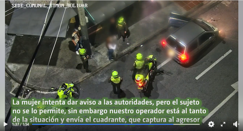 Con sistema de monitoreo realizaron el seguimiento a la víctima cuando estaba siendo agredida. Foto: captura de pantalla Alcaldía de Itagüí 
