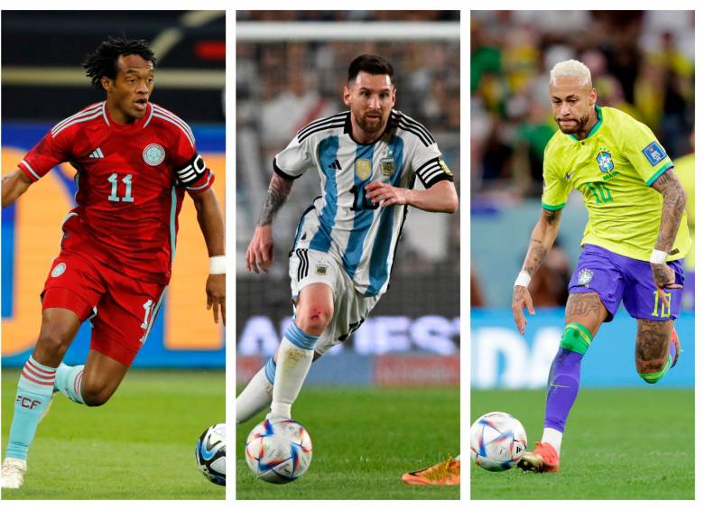 Juan Guillermo Cuadrado, Lionel Messi y Neymar siguen siendo referentes de sus selecciones. FOTO GETTY