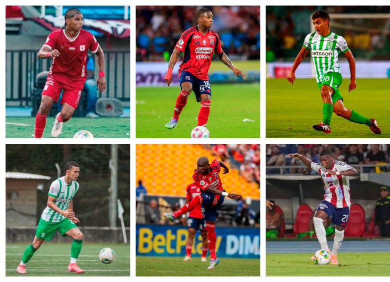En la imagen aparecen, arriba, Josen Escobar, Halan Loboa y Juan Manuel Rengifo; abajo, Felipe Marín, Gerónimo Mancilla y Joel Canchimbo. FOTOS EL COLOMBIANO Y CORTESÍA NACIONAL, AMÉRICA Y JUNIOR
