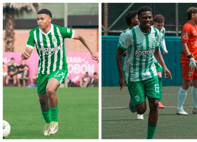 José Escorcia y Emanuel Benítez, canteranos que dejaron una buena imagen en Tunja. FOTOS NACIONAL ES PASIÓN Y ATLÉTICO NACIONAL