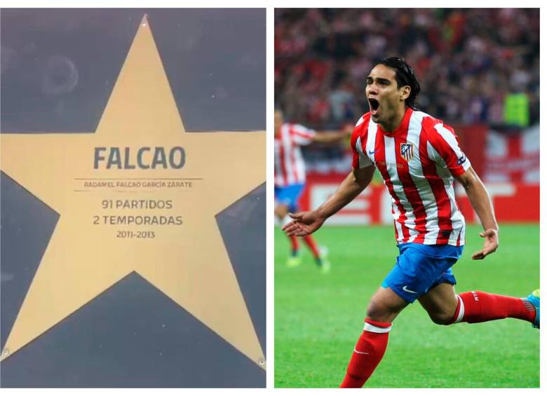 Ya la estrella de Falcao está en el Paseo de las Leyendas del Atlético de Madrid, un reconocimiento que le otorgaron los hinchas. FOTOs getty