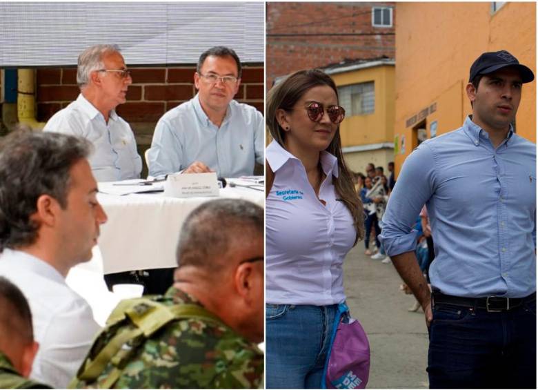 Daniel Quintero, alcalde de Medellín; María Camila Villamizar, secretaria de Gobierno de la Alcaldía de Medellín; y Esteban Restrepo, exsecretario de Gobierno de la ciudad, no se quisieron perder la visita del presidente Petro a Ituango. FOTOS: TOMADAS DE TWITTER @anibalgaviria y @camivillamizar 