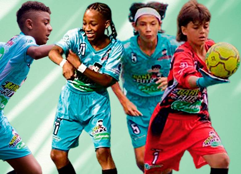 Juan P. Valencia, Juan F. Mosquera Borja, Maximiliano Álvarez y Emiliano Muñoz, talentos que ya empiezan a causar sensación. En Estudiantil se forman con la ilusión de ser grandes futbolistas. FOTO johan garcía