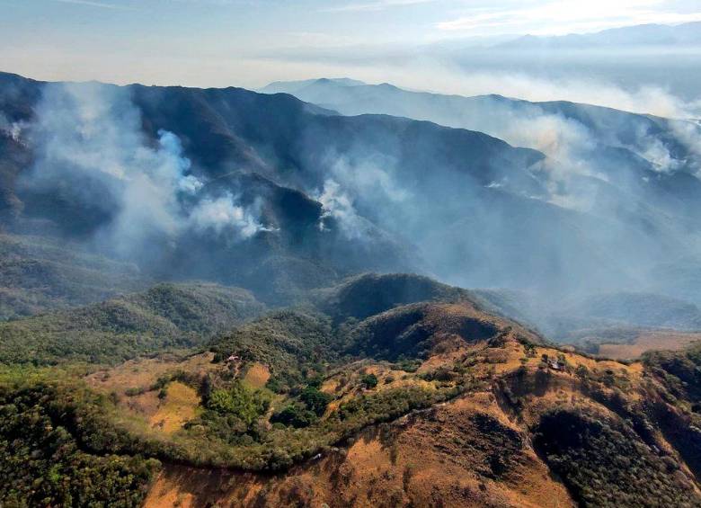 La Ungrd activó el apoyo aéreo en Tolima y Huila para intentar sofocar los incendios de manera más efectiva. FOTO: CORTESÍA