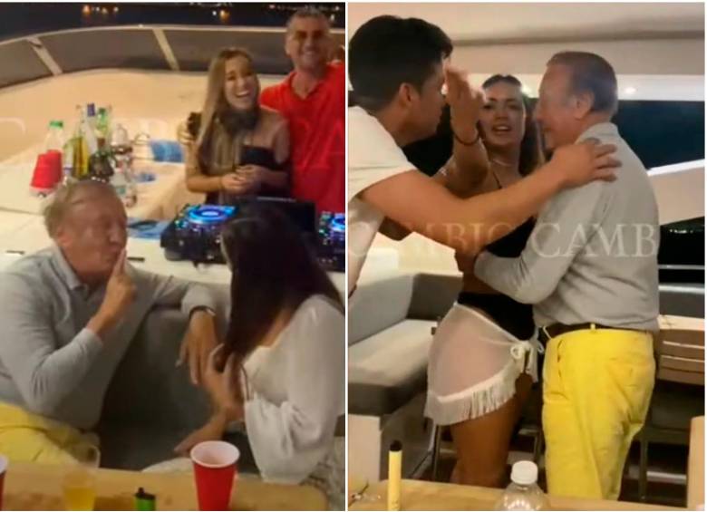 Rodolfo Hernández estuvo en una fiesta acompañado de sus hijos, empresarios y mujeres con las que bailó en yate en Miami. FOTO Pantallazo tomado de la revista Cambio