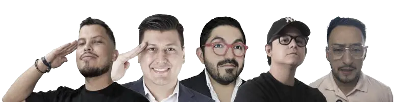 De izquierda a derecha: Santiago Giraldo, Alejandro Bermeo, Oswaldo Ortiz, Vincent Ramos y Miguel Zárate. FOTO Redes sociales 