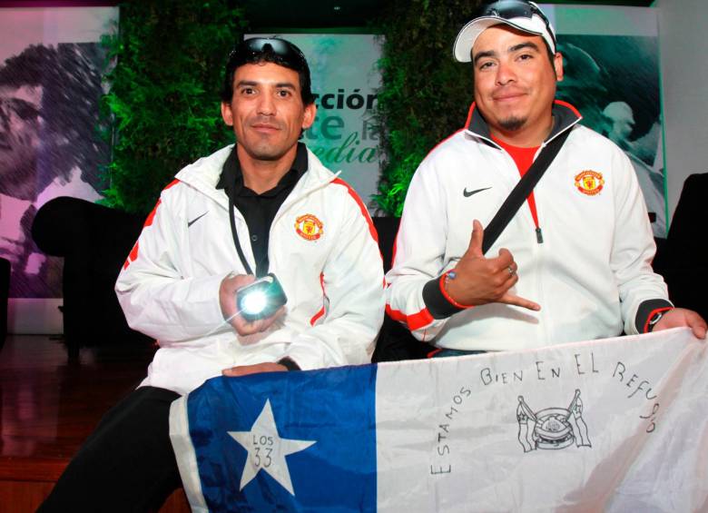 Claudio Yañez y Pedro Cortez, dos de los mineros que estuvieron atrapados en la mina San José en 2010. FOTO: Colprensa