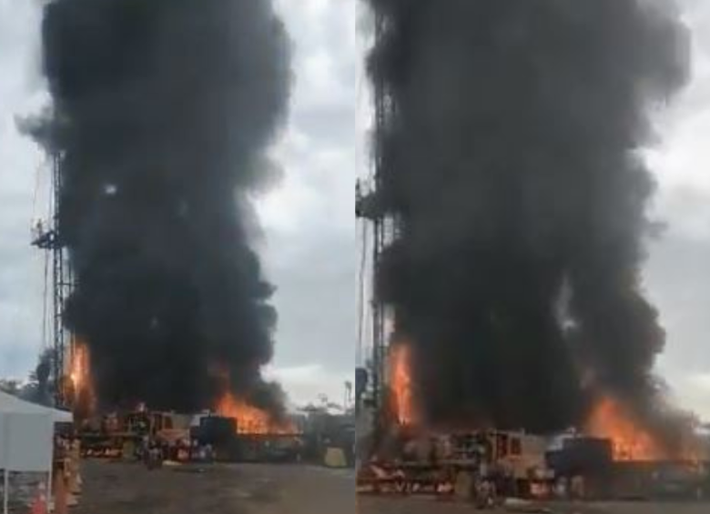 La humareda de la explosión se podía observar desde varios kilómetros, según informaron los habitantes de la región. FOTO: Toma captura de pantalla de Twitter @duvan_ad