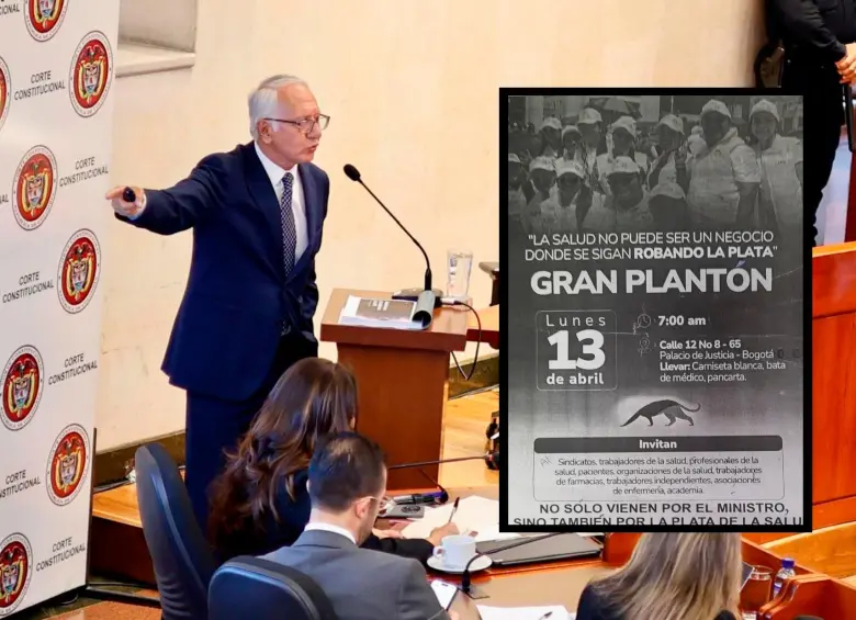 El volante que repartieron entre contratistas y funcionarios del Ministerio de Salud para el plantón en la alta corte. FOTO CORTESÍA Y SUMINISTRADA