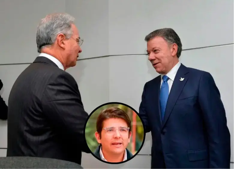 Imagen de referencia. El expresidente Álvaro Uribe y el expresidente Juan Manuel Santos en 2016. FOTO ARCHIVO