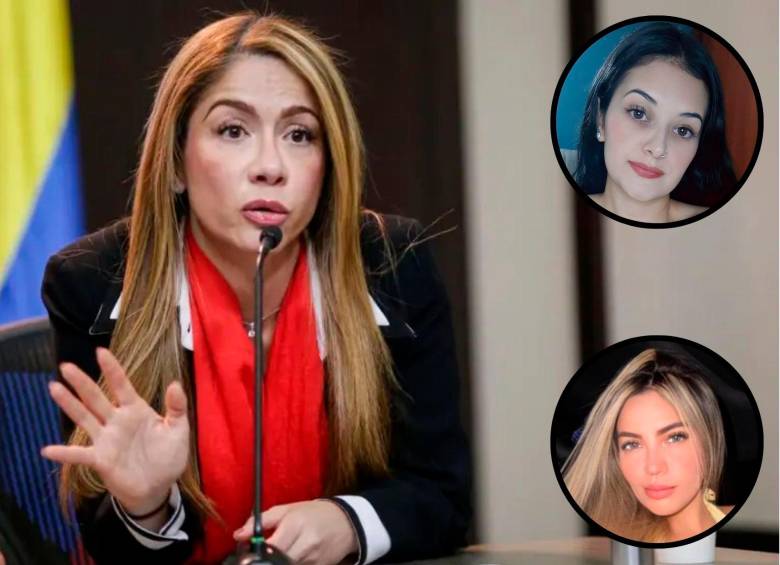 La representante a la Cámara Catherine Juvinao y las activistas y contratistas Julieta Martínez y Elizabeth Ortiz. FOTO COLPRENSA