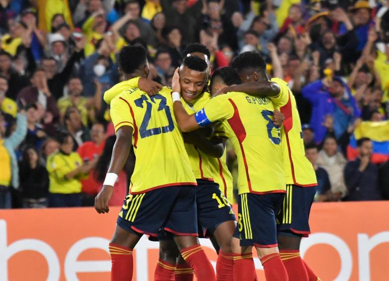 El festejo de una nueva victoria de Colombia en el Sudamericano Sub-20. FOTO CORTESÍA FCF