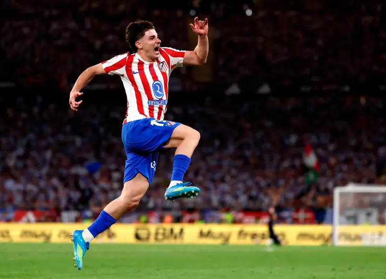 Julián Álvarez, una de las principales cartas en ataque que tiene el Atlético de Madrid para enfrentar al Arsenal de Inglaterra. FOTO GETTY