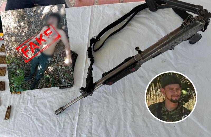 En el procedimiento contra Néider Yesid Uñates López, alias Primo Gay, le incautaron su fusil y su teléfono celular, los cuales servirán como material probatorio en el proceso que se le llevan en su contra. FOTOS: <b>CORTESÍA CUARTA BRIGADA</b>