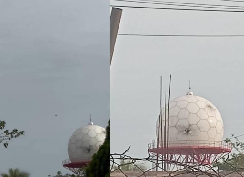El radar, ubicado en zona rural de Candelaria, Valle, fue atacado con drones cargados de explosivos. Fotos: tomadas de video
