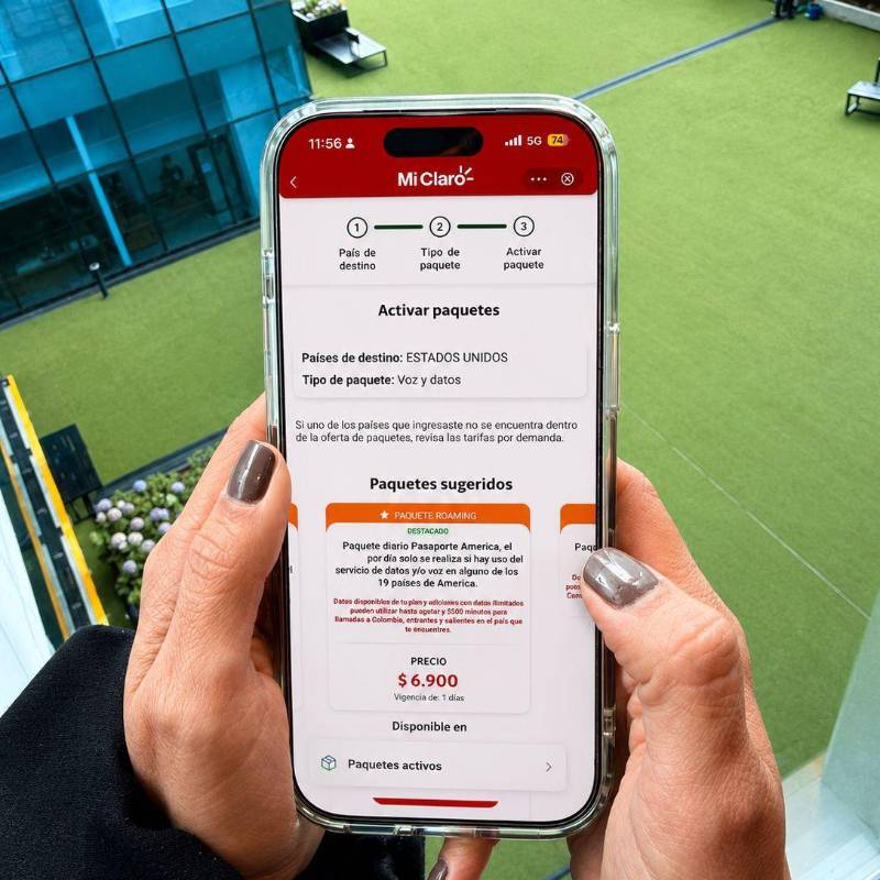 El roaming no se activa solo. Hay que habilitarlo con anticipación, adquirir el paquete y, además, revisar en la configuración del teléfono que la opción de “itinerancia de datos” o “roaming de datos” esté encendida. FOTO: Cortesía Claro.