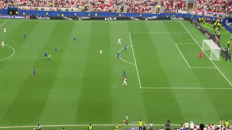 El grito de “vamos” de Madueke en pleno partido contra Croacia. GIF The Athletic