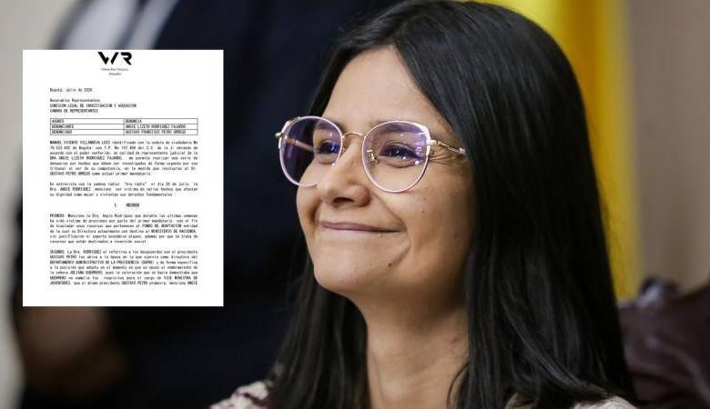 Angie Rodríguez radicó ante la Comisión de Acusación una denuncia contra el presidente Petro. FOTO: Colprensa y suministrado