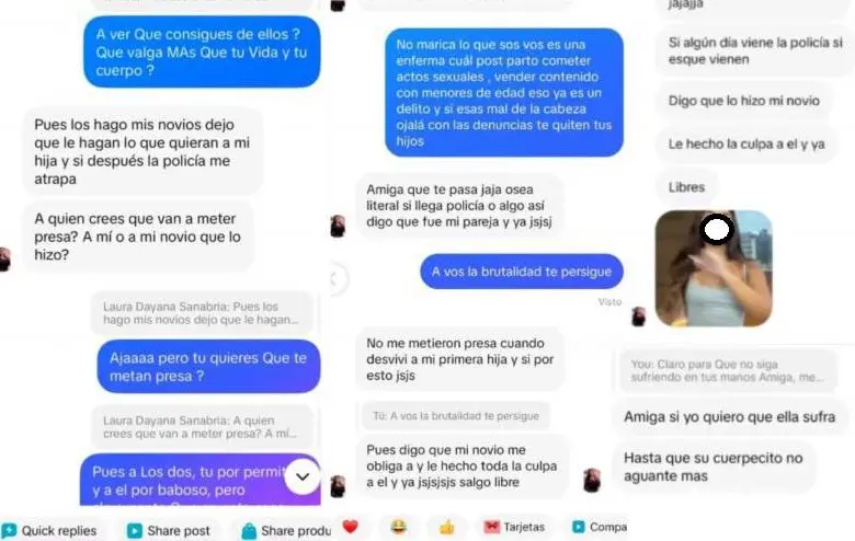 Captura de pantalla de conversaciones de la presunta victimaria. Foto: Instagram @feministade_.acero