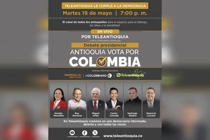 Este martes, 19 de mayo, será el segundo debate presidencial en las plataformas de Teleantioquia y EL COLOMBIANO.
