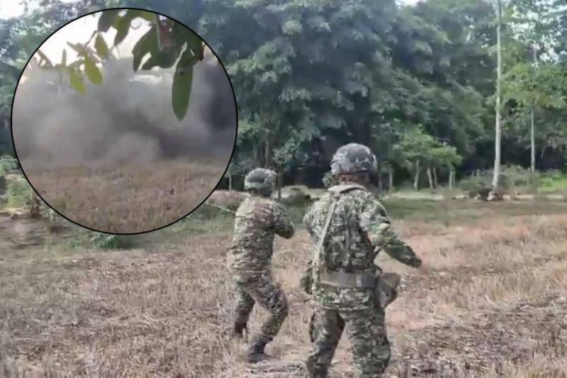 Los explosivos fueron detonados de forma controlada por el Ejército. Foto: Captura de video @Ejercito_Div2