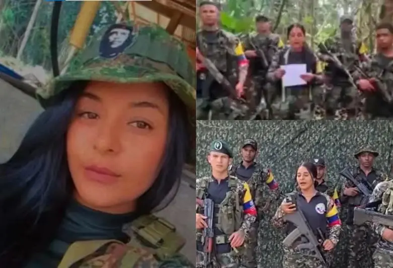 Alias Samantha en las grabaciones donde aparece leyendo comunicados atribuidos al Frente 4 de las disidencias de las Farc. Foto: Cortesía