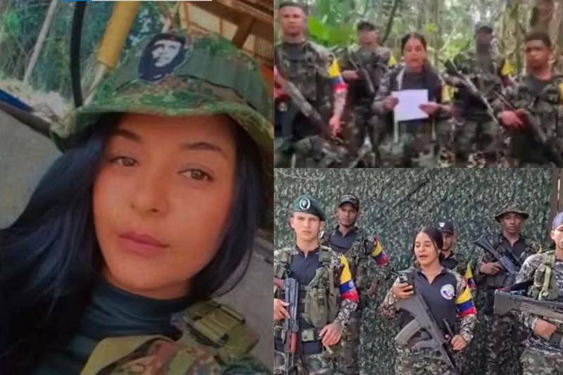 Alias Samantha en las grabaciones donde aparece leyendo comunicados atribuidos al Frente 4 de las disidencias de las Farc. Foto: Cortesía