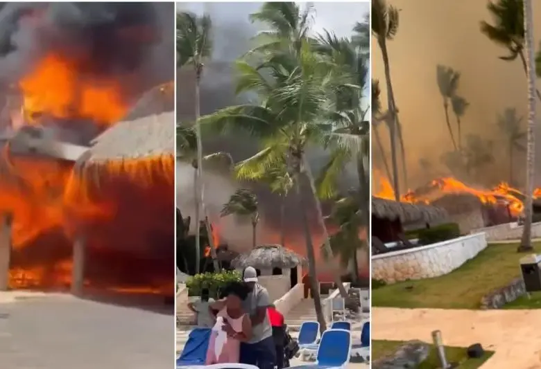 Incendio en hotel de República Dominicana dejó a una turista muerta. FOTOS: Capturas de video - @sandroreels1 - @AlertaNews24 - @Altosnoticiasp1