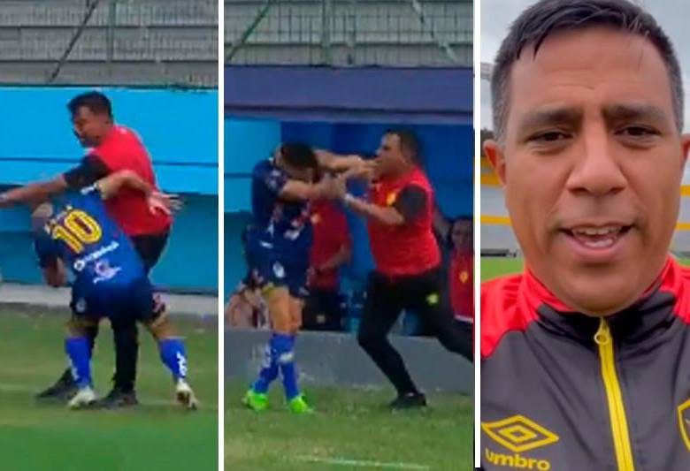 Cesar Farías se unió al Aucas el año pasado y ganó fama en el país tras llevar al popular y veterano equipo a conquistar su primer título en el torneo de Ecuador de 2022. FOTOS: CAPTURAS DE PANTALLA TRANSMISIÓN DE GOLTV
