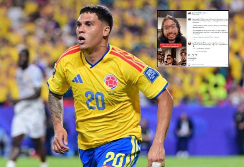 Juan Fernando Quintero le respondió a un influencer que lo criticó por una celebración privada tras regresar al país luego de participar en el Mundial. Fotos: Juan Antonio Sánchez y captura de pantalla @jacomelodice