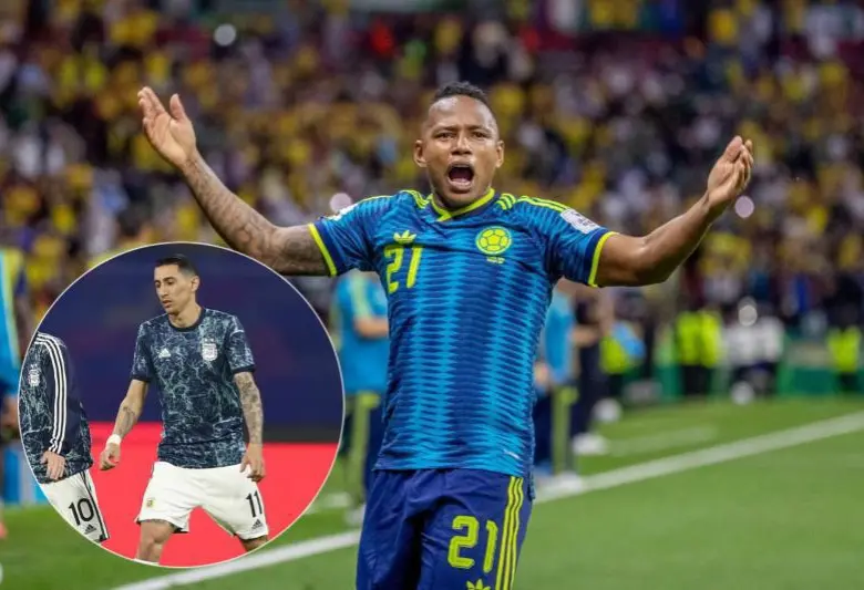 Ángel Di María le envió mensaje a través de sus redes a su compañero colombiano de Rosario Central, Jáminton Campaz. Foto: Juan Antonio Sánchez y Getty Images