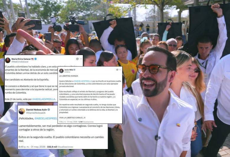 El candidato Abelardo de la Espriella recibió varios apoyos de líderes de otras naciones. Fotos: AFP y capturas de X