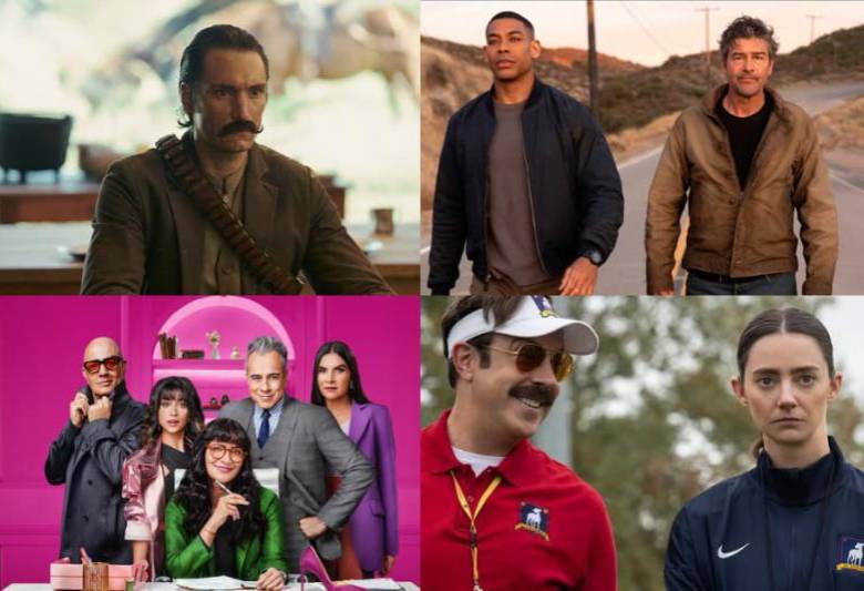 Cien años de soledad, Linternas, Betty La Fea: Más fea que nunca y Ted Lasso son algunas de las series que se estrenarán en agosto de 2026. FOTO: Cortesía Netflix, HBO Max, Prime Video y Apple TV.