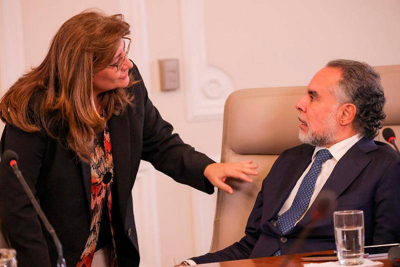 La saliente ministra de Justicia,<b> </b>Angela María Buitrago, compartió varios Consejos de Ministros con Benedetti. FOTO: PRESIDENCIA