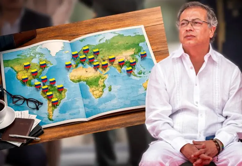 El presidente Gustavo Petro ha estado el equivalente a 9 meses fuera del país. Foto: Diseño EL COLOMBIANO