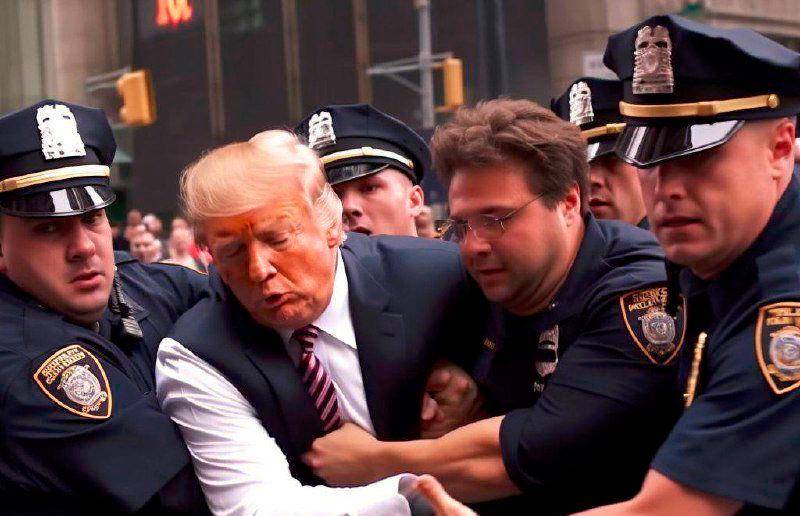 Las fotografias creadas con IA de Donald Trump siendo arrestado se hicieron virales en redes sociales. Foto: App de Inteligencia Artificial (IA) Mindjourney. 