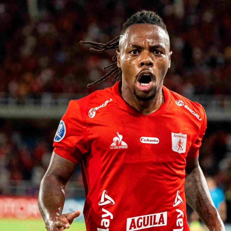 Jhon Murillo abrió el camino de la victoria de América en la Copa Sudamericana en el Pascual Guerrero. FOTO TOMADA X @AmericadeCali