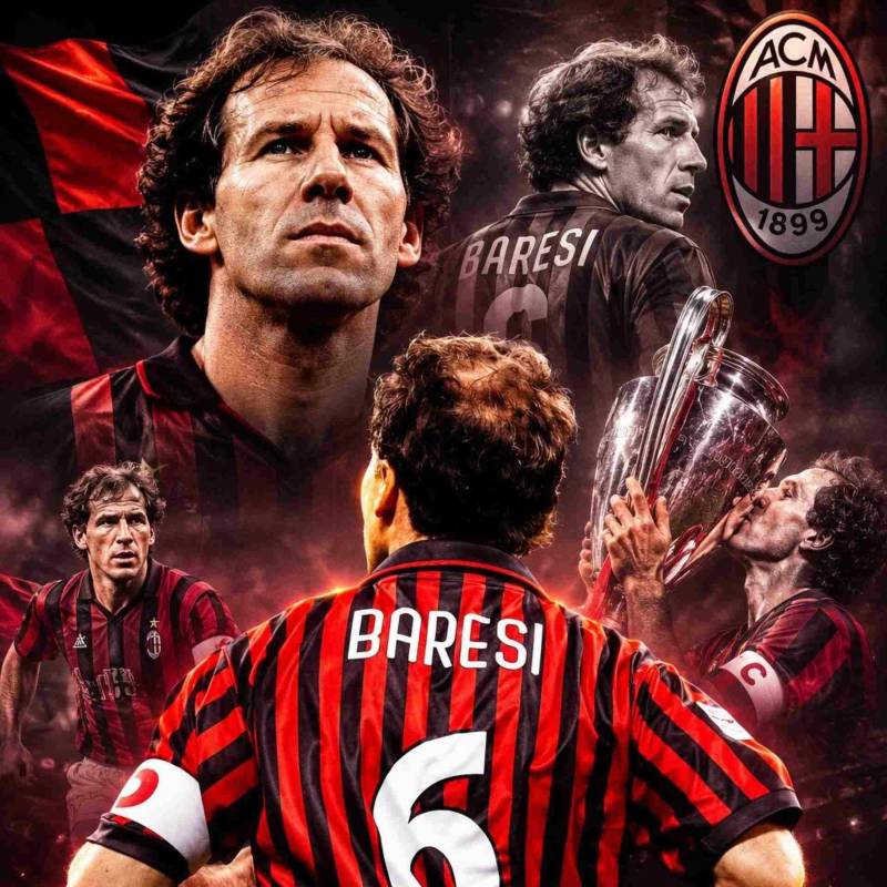 Esta es la manera como el AC Milan rindió homenaje a Franco Baresi, su eterno capitán, quien murió en Italia. FOTO TOMADA X@acmilan