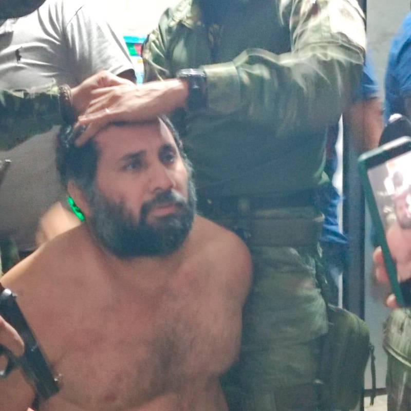 José Adolfo Macías Villamar (“Fito”) al momento de su captura en Manabí, Ecuador. FOTO: Tomada de X @EjercitoECU