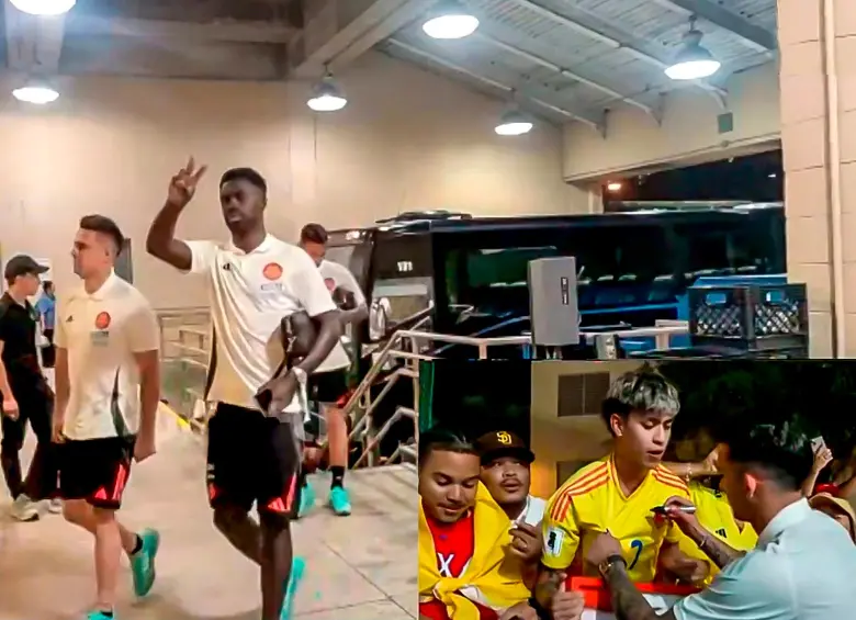 Recibimiento a la Selección Colombia de mayores previo al duelo ante México. FOTO: Captura de redes @FCFSeleccionCol