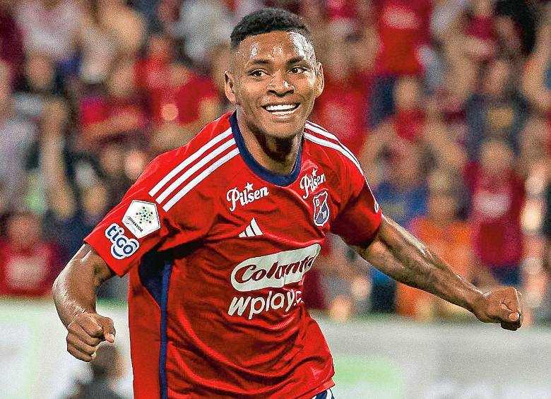 El delantero bolivarense Brayan León Muñiz, que tiene 23 años, marcó el último gol del DIM en la Liga Betplay-1. FOTO Carlos Velásque