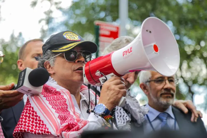 Petro, desde Nueva York, pidió a las tropas norteamericanas desobedecer a Trump en el conflicto en Gaza, lo que le valió el retiro de su visa y la de parte del gabinete colombiano. FOTO Presidencia