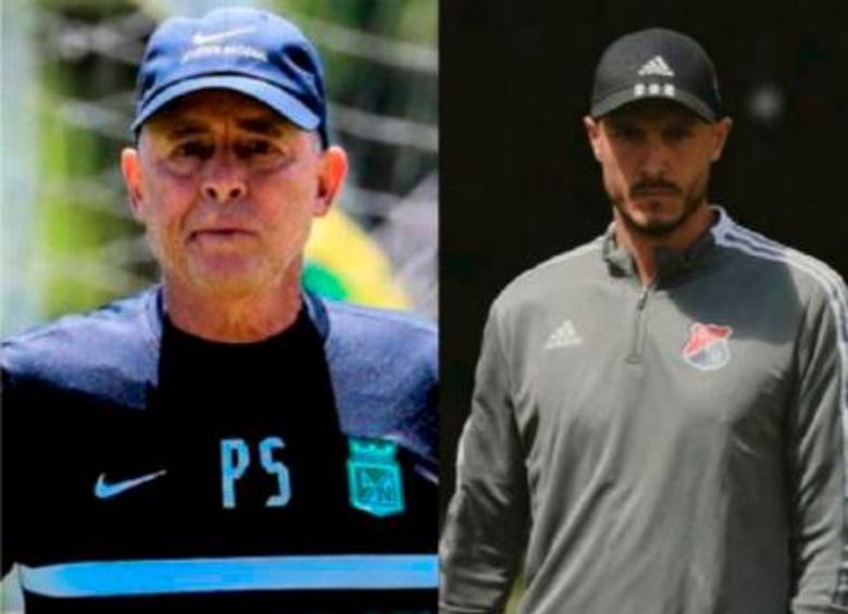 Pedro Sarmiento, técnico interino de Nacional, y David González, entrenador del DIM. FOTO: CORTESÍA NACIONAL Y DIM