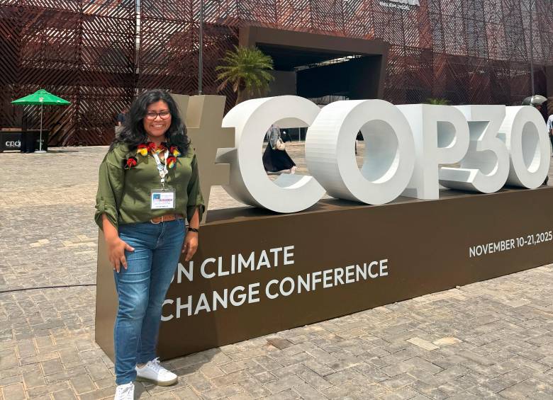 Patricia Suárez, lideresa Murui y asesora de la OPIAC, durante su participación en la COP30 en Belém. FOTO: Cortesía